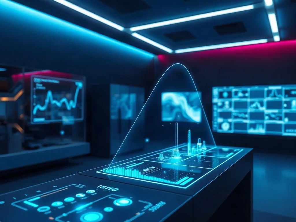 Futurystyczny interfejs holograficzny wyświetlający zaawansowane strumienie wideo i wizualizacje danych w laboratorium.