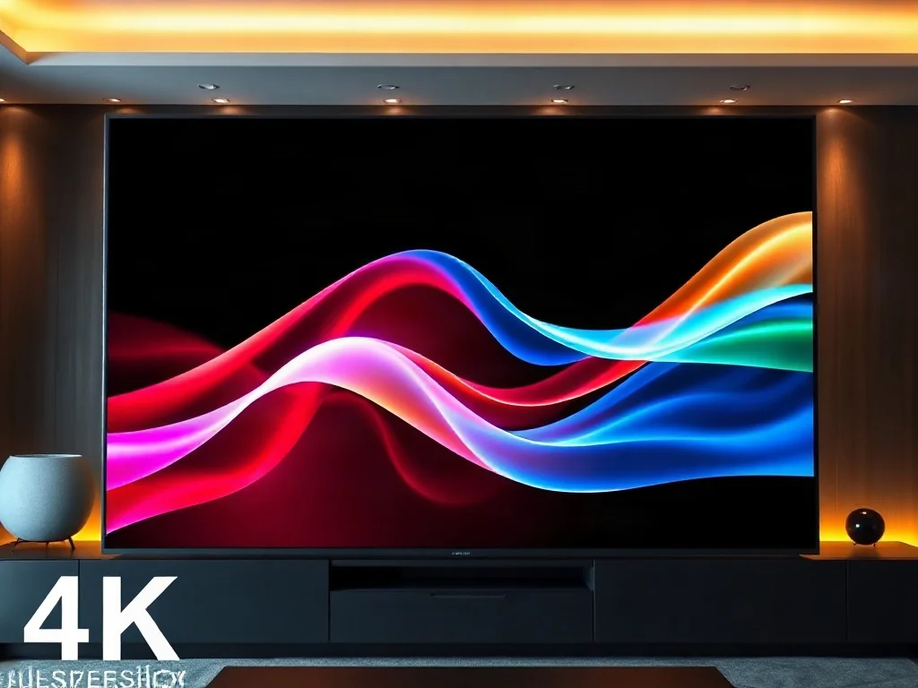 Nowoczesny telewizor 4K wyświetlający płynną animację, symbolizującą wysoką częstotliwość odświeżania ekranu 120 Hz.