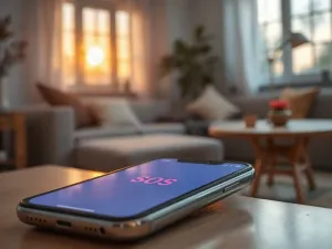 Nowoczesny smartfon obok laptopa na biurku, symbolizujący płynną synchronizację danych między urządzeniami.