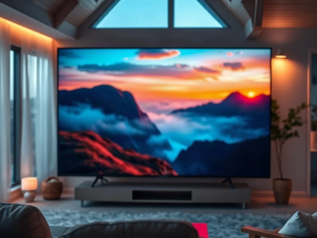 Nowoczesny telewizor 4K z wyraźnym, szczegółowym obrazem w przytulnym salonie, ilustrujący wysoką jakość wyświetlania.