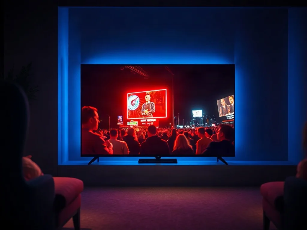 Ekran nowoczesnego telewizora LED prezentujący wysoki kontrast i głęboką czerń, ilustrujący działanie technologii local dimming.