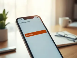Nowoczesny smartfon na biurku z ikoną ładowania na ekranie, symbolizującą proces aktualizacji systemu Android.