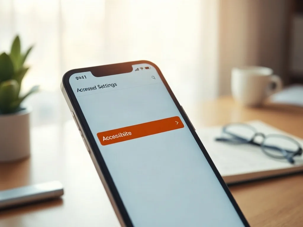 Ekran smartfona z otwartym menu ustawień dostępności i podświetloną opcją zmiany rozmiaru czcionki.