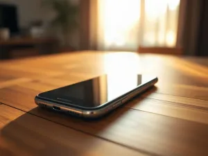 Holograficzna tarcza nad klawiaturą laptopa w kawiarni, symbolizująca ochronę danych w publicznych sieciach Wi-Fi.