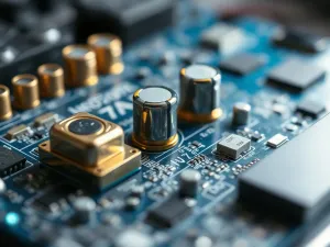 Nowoczesne kable światłowodowe i złącza HDMI na metalicznym tle, symbolizujące zaawansowane technologie przesyłu danych.