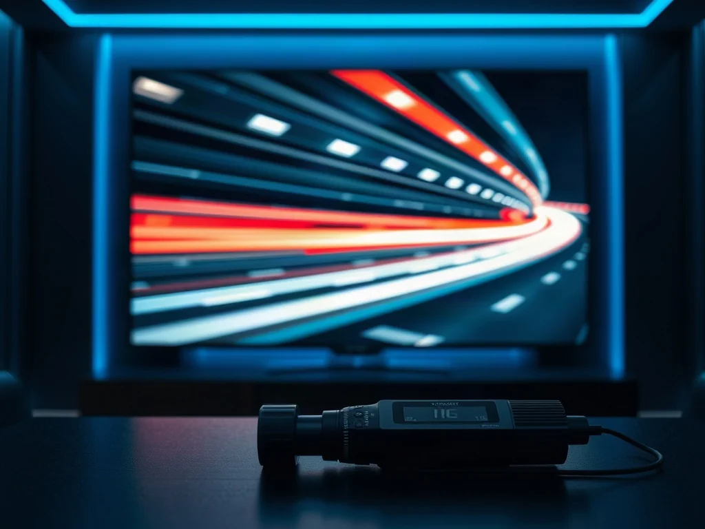 Ekran nowoczesnego telewizora 4K z efektem płynnego ruchu oraz profesjonalne narzędzia do kalibracji obrazu.