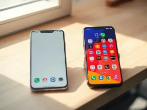 Nowoczesny smartfon leżący na podświetlanej ładowarce indukcyjnej, obrazującej proces bezprzewodowego przesyłu energii.