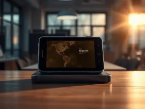 Nowoczesny ekran telewizora z wyraźną teksturą wyświetlacza na tle magazynu elektroniki.
