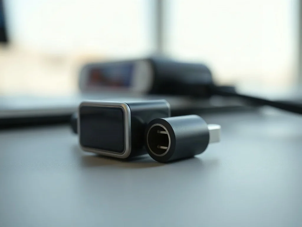 Zbliżenie na złącza USB-C oraz Lightning leżące obok siebie na nowoczesnym biurku, obrazujące różnice w budowie wtyków.