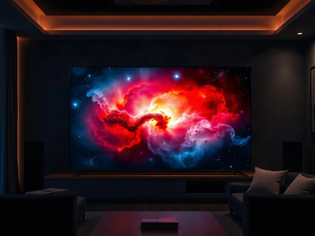Telewizor OLED wyświetlający obraz mgławicy w wysokim kontraście, prezentujący możliwości technologii HDR i Dolby Vision.