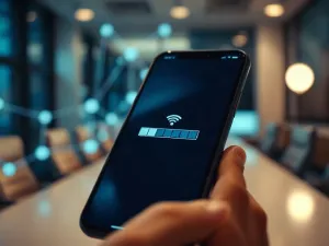 Smartfon przesyłający film na ekran telewizora 4K w nowoczesnym salonie.