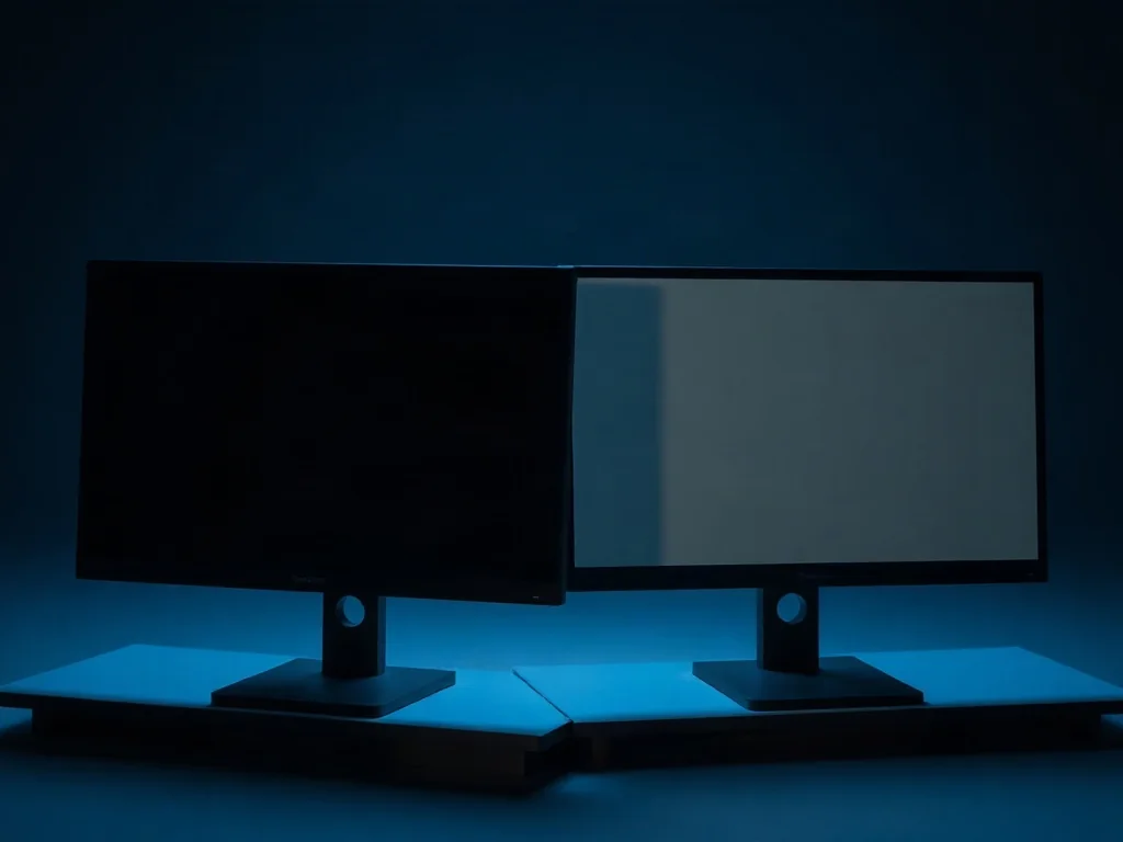 Porównanie dwóch monitorów: po lewej ekran z wysokim kontrastem natywnym, po prawej z kontrastem dynamicznym.