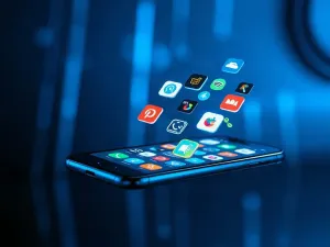 Zabytkowy telefon komórkowy z lat 90. na biurku z planami technicznymi, symbolizujący początki technologii cyfrowej.