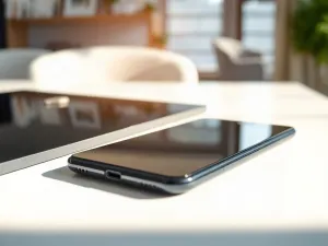 Zabytkowy telefon tarczowy i mosiężny klucz telegraficzny na drewnianym biurku w dawnym biurze komunikacji.