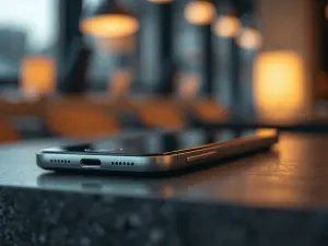 Zbliżenie na zaawansowaną matrycę aparatu w smartfonie z widocznymi mikroprocesorami i metalicznymi obwodami.