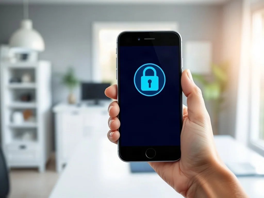 Smartfon z ikoną bezpiecznego połączenia VPN, symbolizujący ochronę prywatności w sieci.