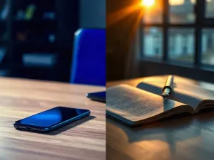 Świecąca ikona chmury unosząca się nad smartfonem, symbolizująca proces synchronizacji danych w sieci.