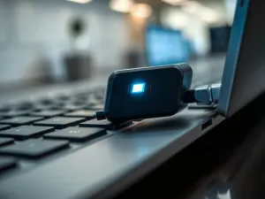Nowoczesny telewizor w przytulnym salonie wyświetlający obraz przyrody w wysokiej jakości z kinowym oświetleniem.