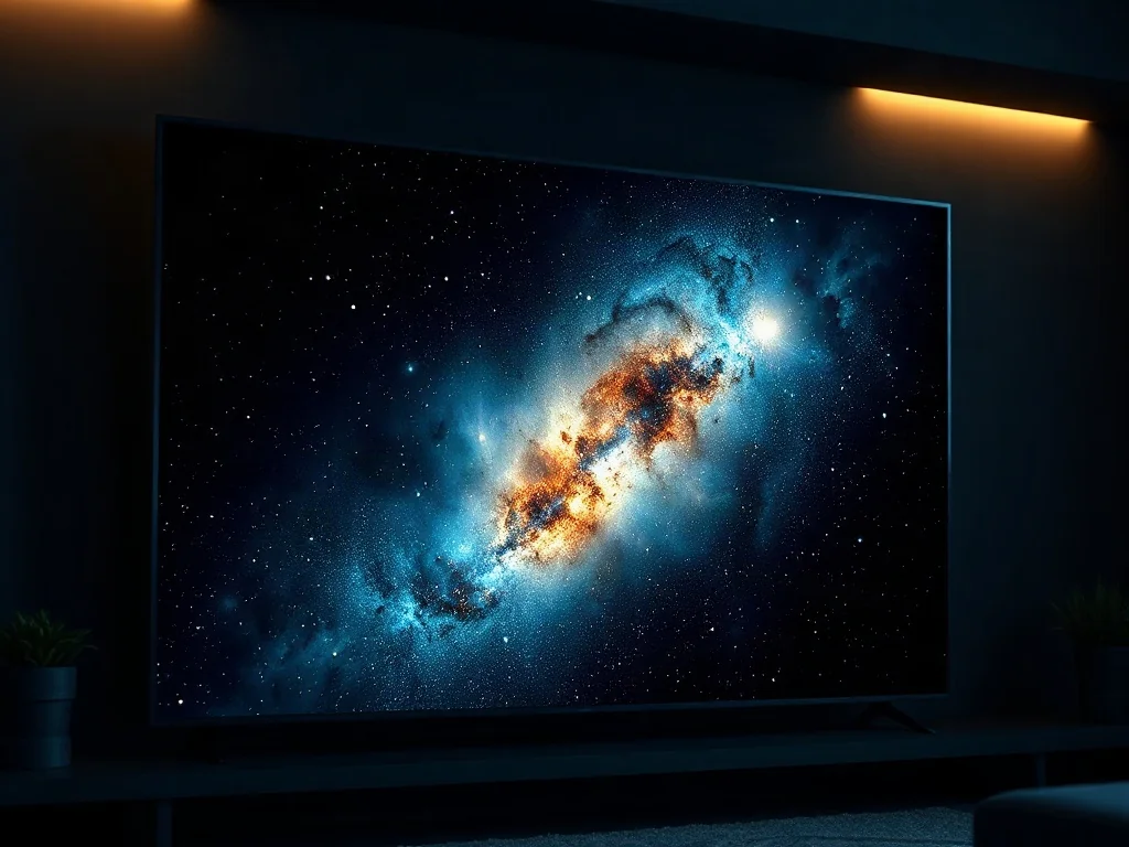 Ekran telewizora LED wyświetlający mgławicę, obrazujący precyzję działania stref lokalnego wygaszania (local dimming).