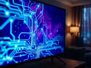 Nowoczesny smartfon leżący na podświetlanej ładowarce indukcyjnej, obrazującej proces bezprzewodowego przesyłu energii.